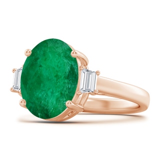 12.52x9.64x5.39mm A Classic GIA Certified Oval Emerald Solitaire Ring With Fancy Diamonds in 10K Rose Gold
