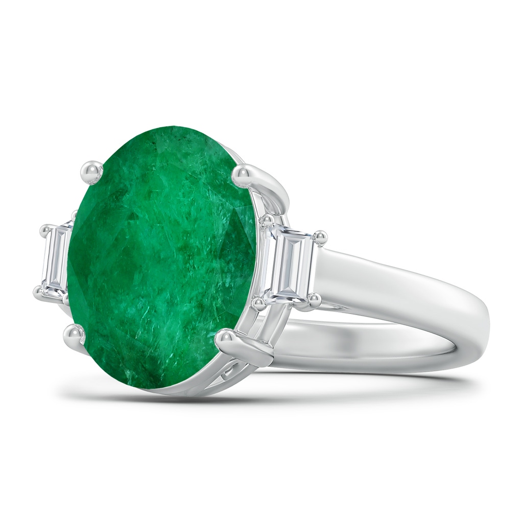 12.52x9.64x5.39mm A Classic GIA Certified Oval Emerald Solitaire Ring With Fancy Diamonds in 18K White Gold
