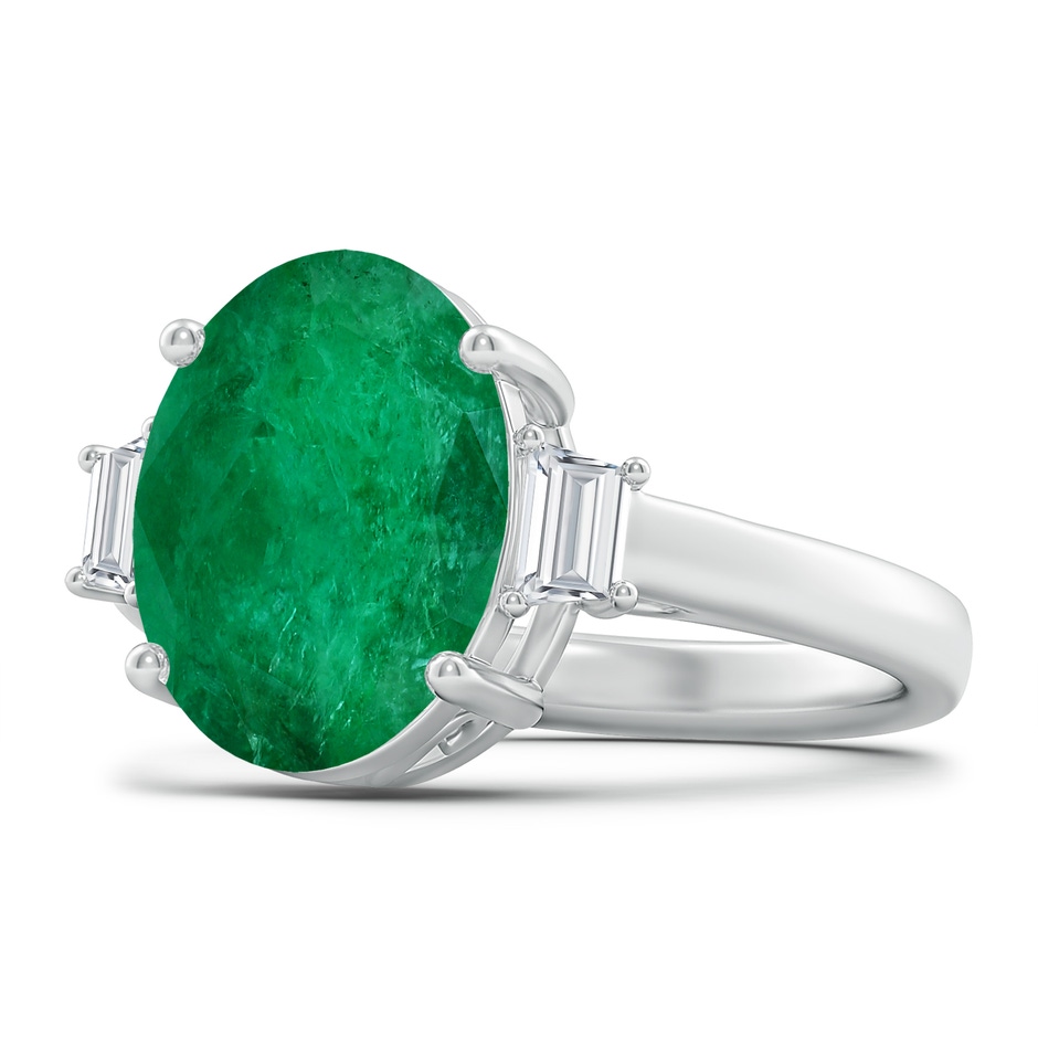 12.52x9.64x5.39mm A Classic GIA Certified Oval Emerald Solitaire Ring With Fancy Diamonds in 18K White Gold 