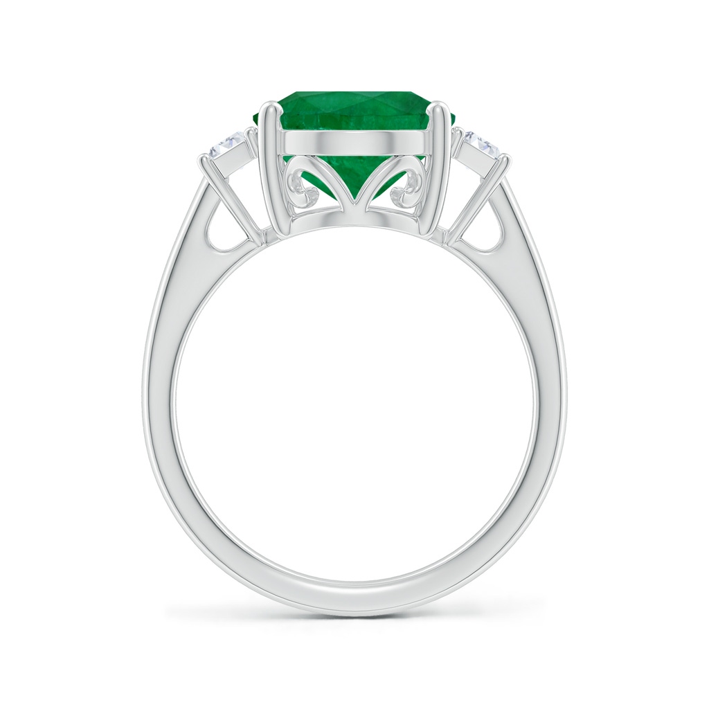 12.52x9.64x5.39mm A Classic GIA Certified Oval Emerald Solitaire Ring With Fancy Diamonds in 18K White Gold Side 399