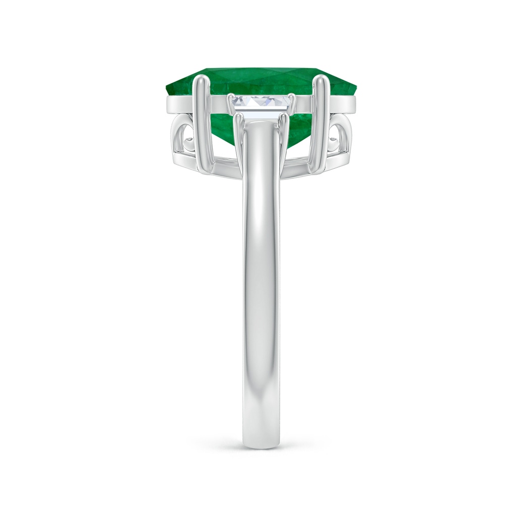 12.52x9.64x5.39mm A Classic GIA Certified Oval Emerald Solitaire Ring With Fancy Diamonds in 18K White Gold Side 499