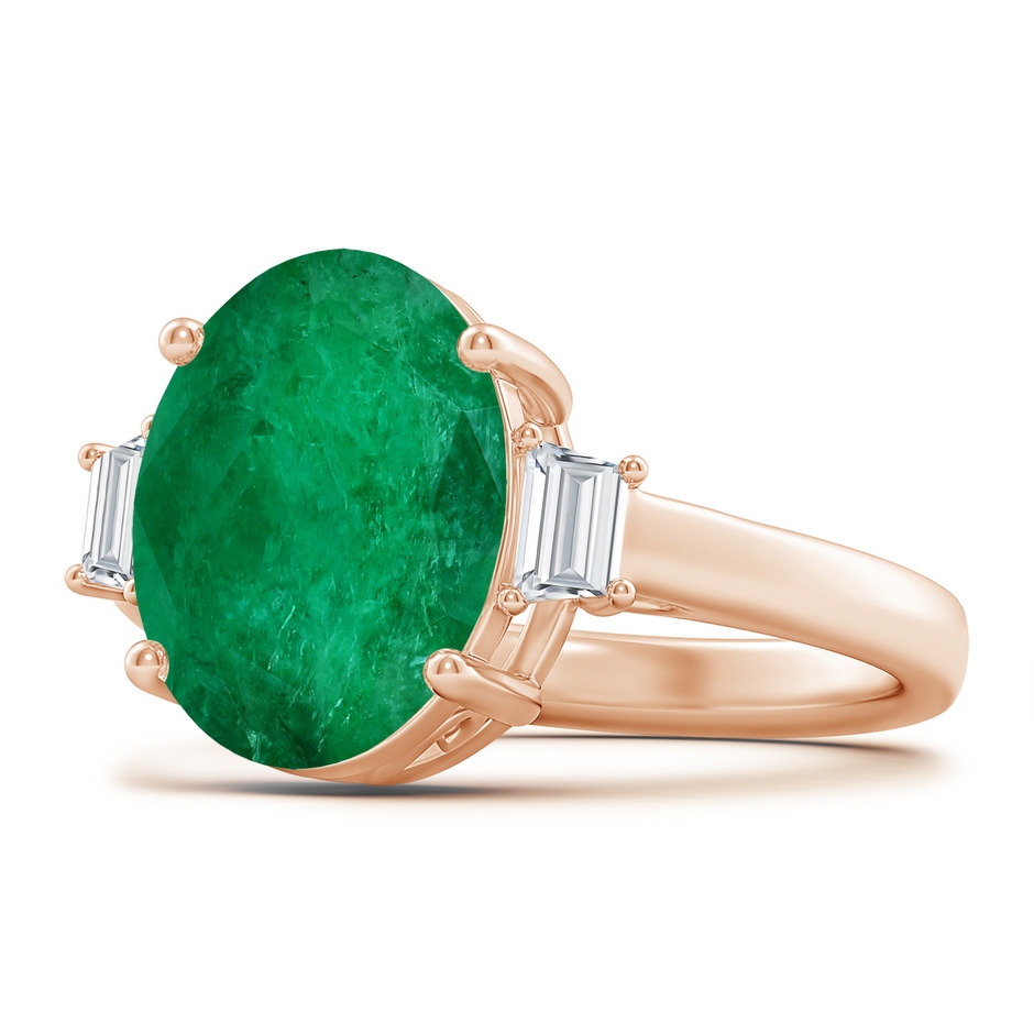 12.52x9.64x5.39mm A Classic GIA Certified Oval Emerald Solitaire Ring With Fancy Diamonds in Rose Gold 