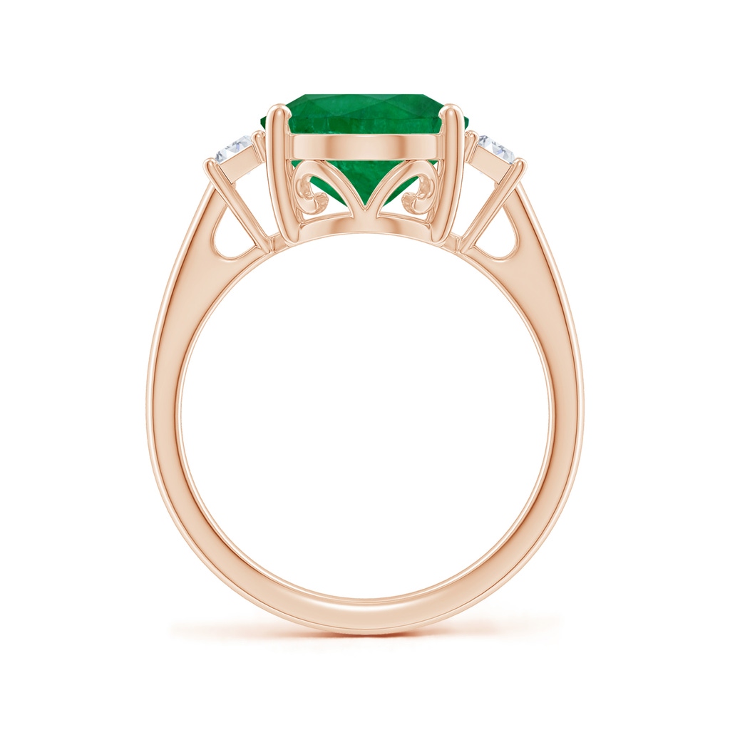 12.52x9.64x5.39mm A Classic GIA Certified Oval Emerald Solitaire Ring With Fancy Diamonds in Rose Gold Side 399