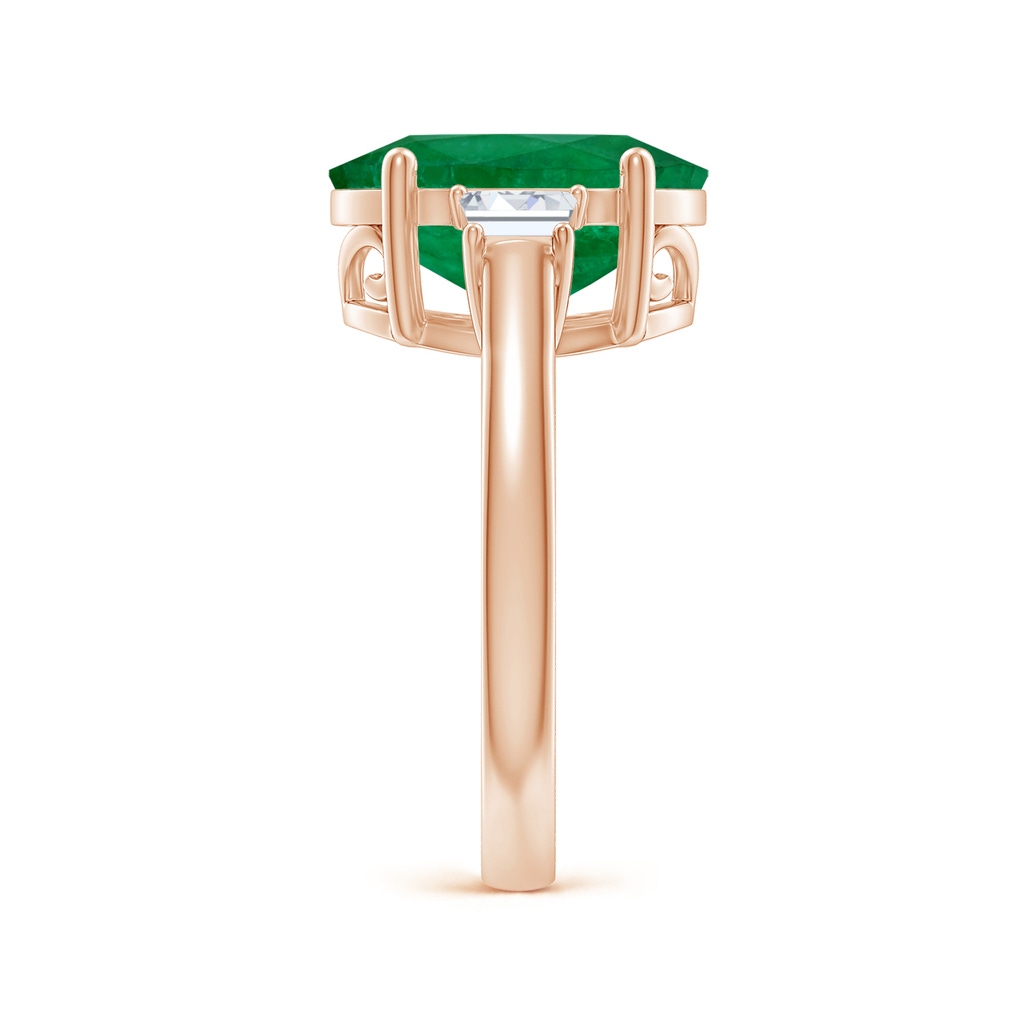12.52x9.64x5.39mm A Classic GIA Certified Oval Emerald Solitaire Ring With Fancy Diamonds in Rose Gold Side 499