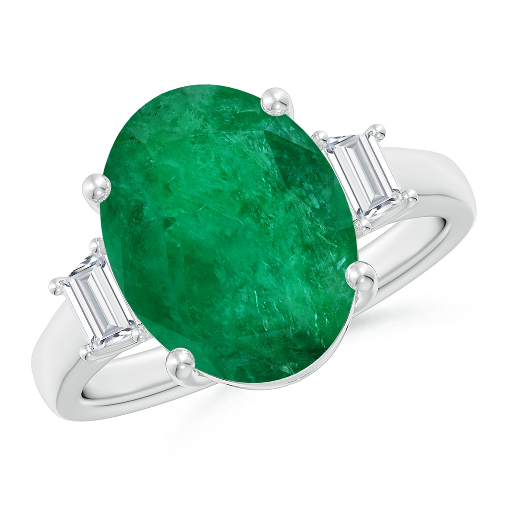 12.52x9.64x5.39mm A Classic GIA Certified Oval Emerald Solitaire Ring With Fancy Diamonds in White Gold Side 199