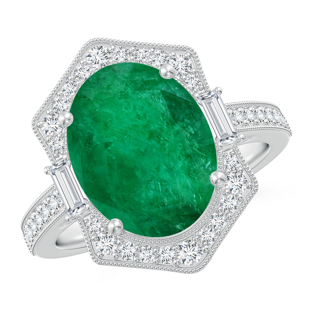 12.52x9.64x5.39mm A Vintage-Inspired GIA Certified Oval Emerald Halo Ring in 18K White Gold Side 199