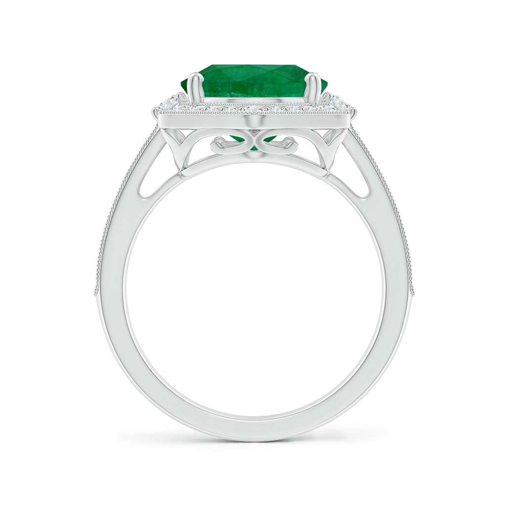 12.52x9.64x5.39mm A Vintage-Inspired GIA Certified Oval Emerald Halo Ring in 18K White Gold Side 399