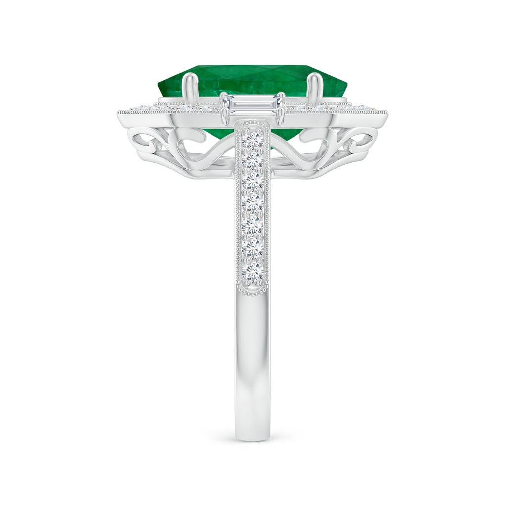 12.52x9.64x5.39mm A Vintage-Inspired GIA Certified Oval Emerald Halo Ring in 18K White Gold Side 499