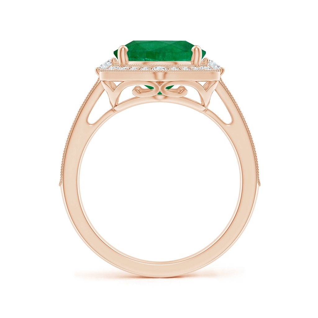 12.52x9.64x5.39mm A Vintage-Inspired GIA Certified Oval Emerald Halo Ring in Rose Gold Side 399
