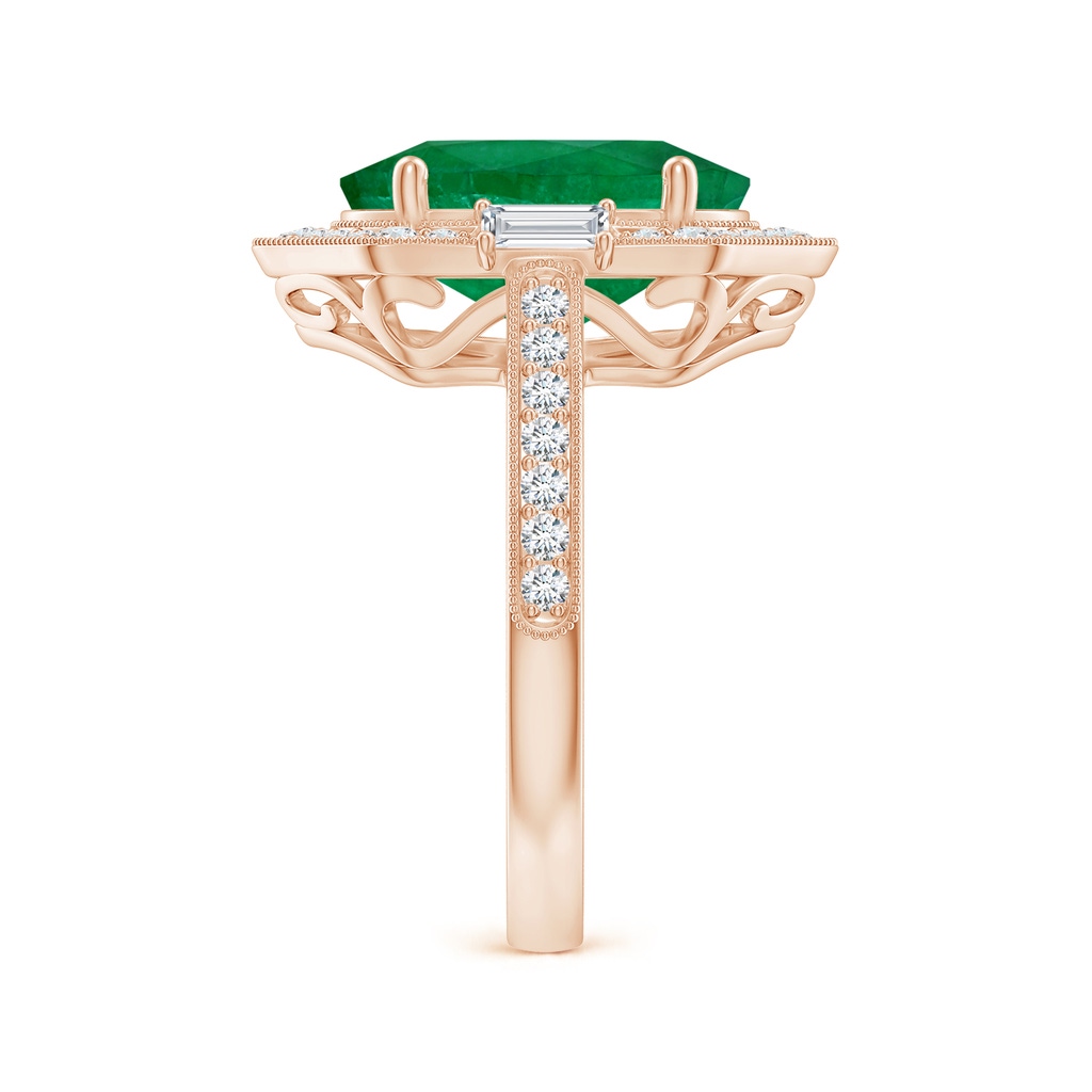 12.52x9.64x5.39mm A Vintage-Inspired GIA Certified Oval Emerald Halo Ring in Rose Gold Side 499
