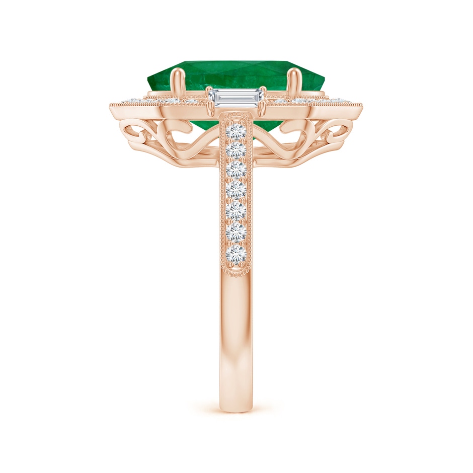 12.52x9.64x5.39mm A Vintage-Inspired GIA Certified Oval Emerald Halo Ring in Rose Gold side 499