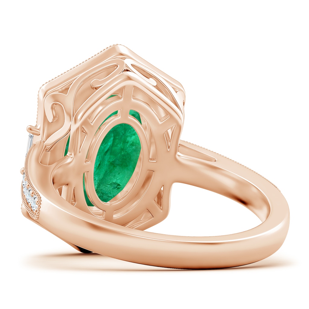 12.52x9.64x5.39mm A Vintage-Inspired GIA Certified Oval Emerald Halo Ring in Rose Gold Side 599