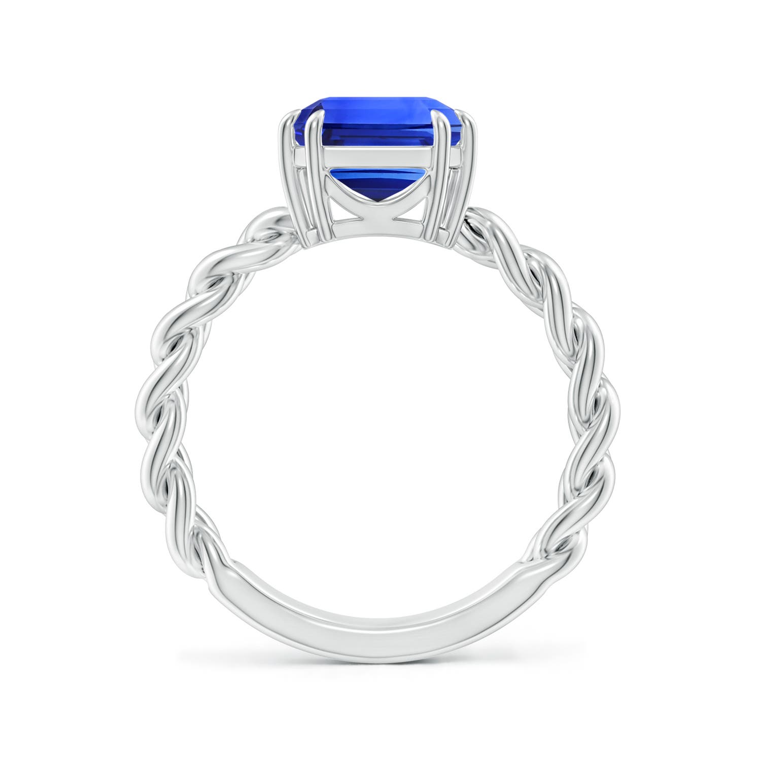 GIA Certified Octagonal Blue Sapphire Cuban Chain Solitaire Ring