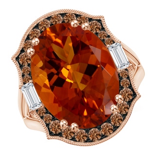 16.06x12.10x8.28mm A Vintage-Inspired GIA Certified Oval Citrine Halo Ring in 9K Rose Gold