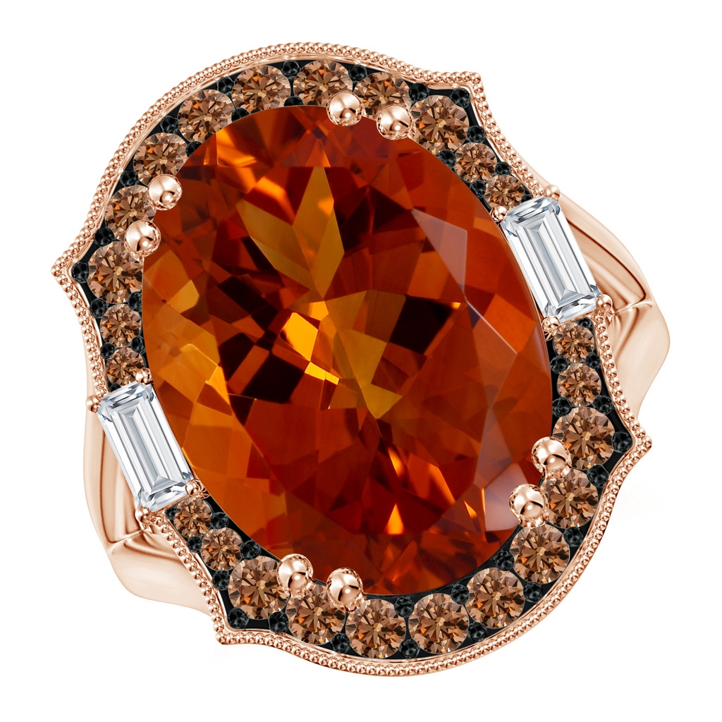 16.06x12.10x8.28mm A Vintage-Inspired GIA Certified Oval Citrine Halo Ring in Rose Gold