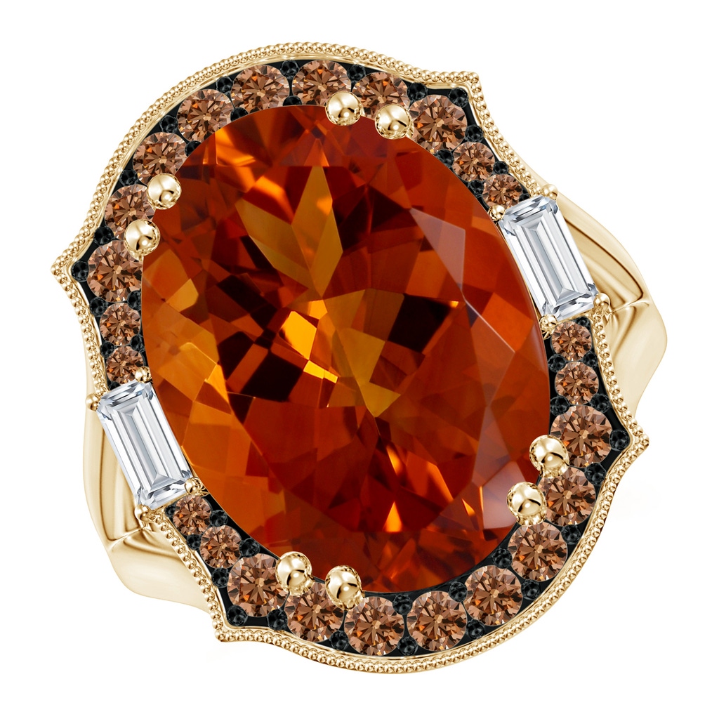16.06x12.10x8.28mm A Vintage-Inspired GIA Certified Oval Citrine Halo Ring in Yellow Gold