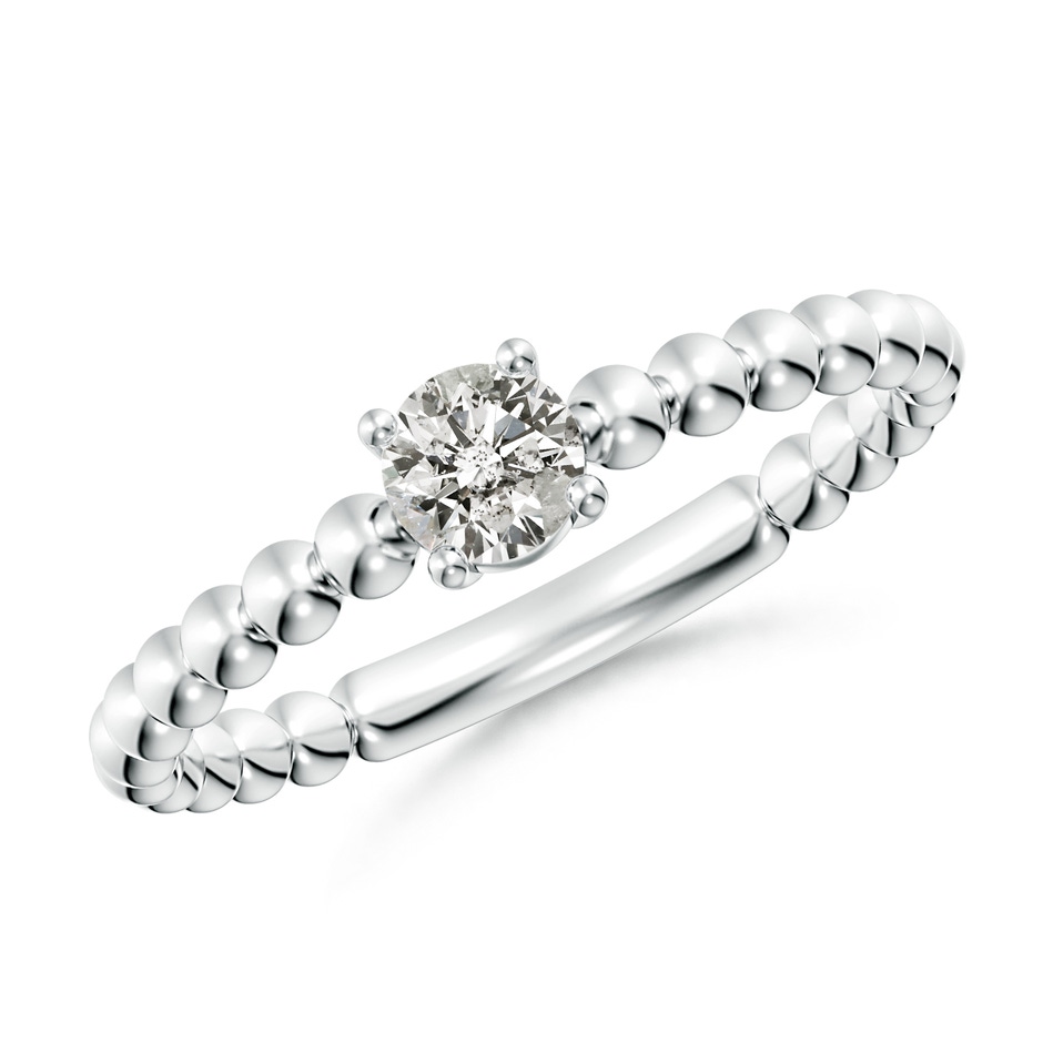 4.1mm KI3 Round Diamond Solitaire Beaded Shank Ring in P950 Platinum 