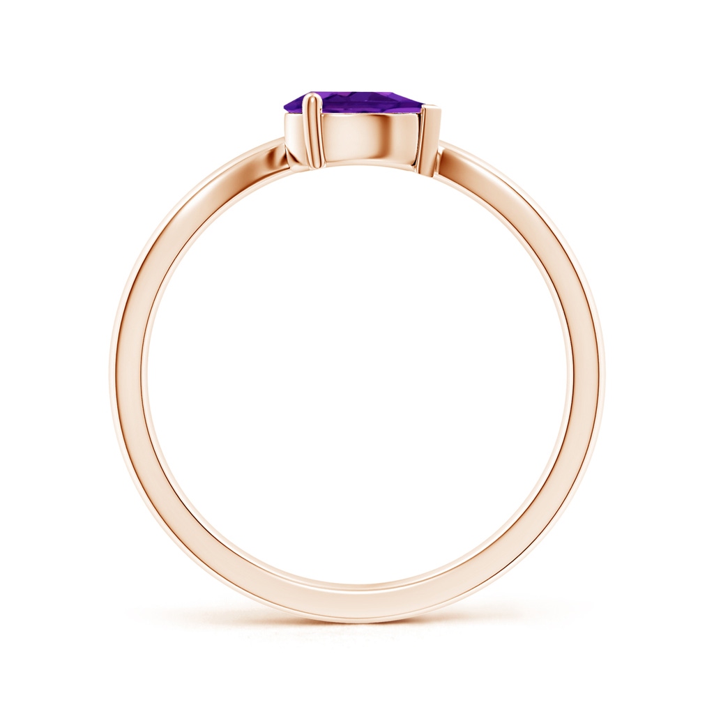 6x4mm AAAA East-West Pear Amethyst Wave Shank Solitaire Ring in Rose Gold - side 199