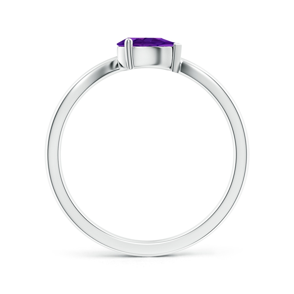 6x4mm AAAA East-West Pear Amethyst Wave Shank Solitaire Ring in White Gold - side 199