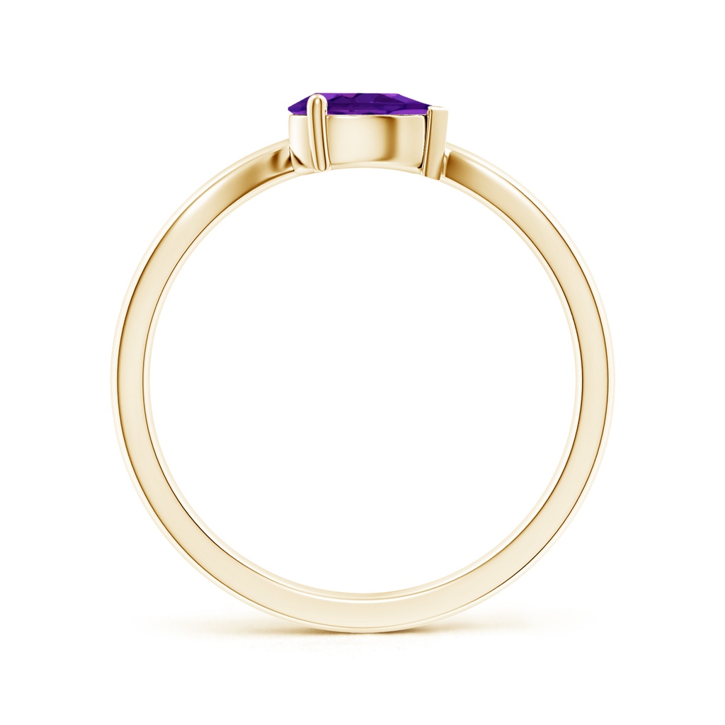 6x4mm AAAA East-West Pear Amethyst Wave Shank Solitaire Ring in Yellow Gold - side 199