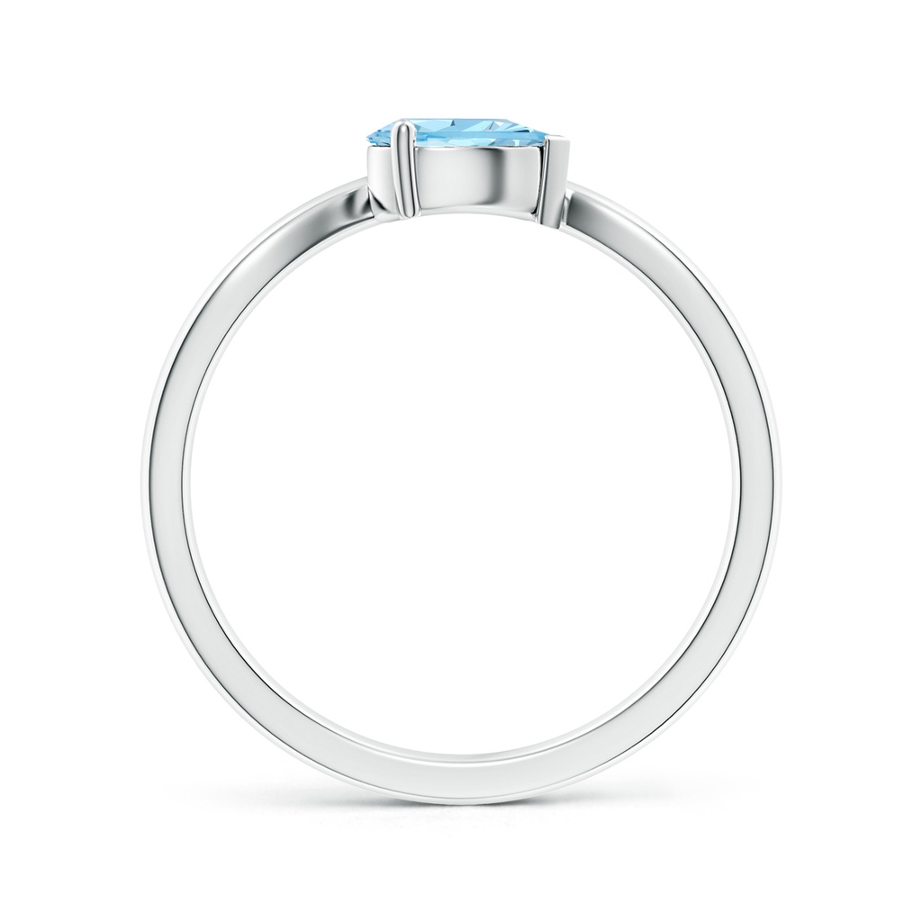 6x4mm AAAA East-West Pear Aquamarine Wave Shank Solitaire Ring in White Gold - side 199