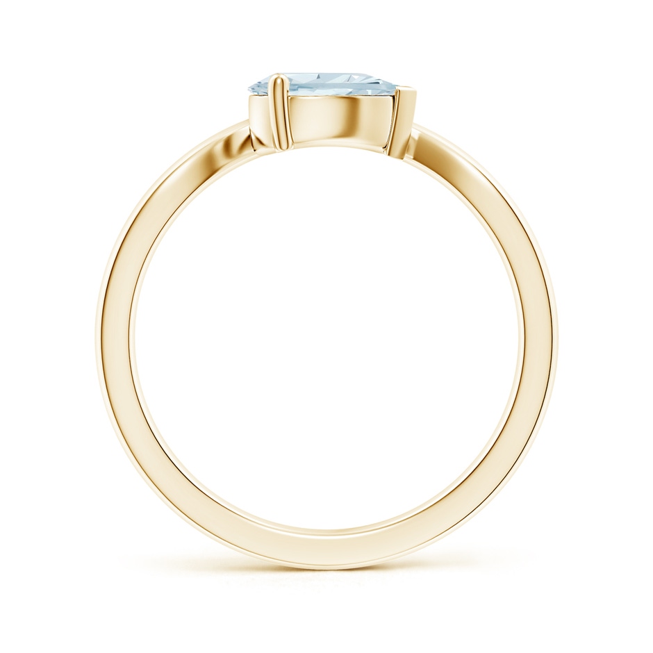 7x5mm A East-West Pear Aquamarine Wave Shank Solitaire Ring in Yellow Gold side 199