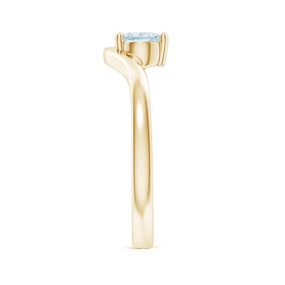 7x5mm A East-West Pear Aquamarine Wave Shank Solitaire Ring in Yellow Gold side 299