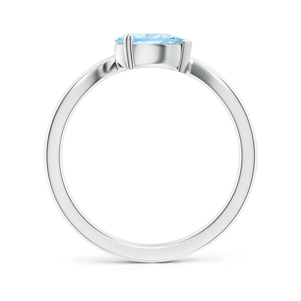 7x5mm AAA East-West Pear Aquamarine Wave Shank Solitaire Ring in White Gold - side 199