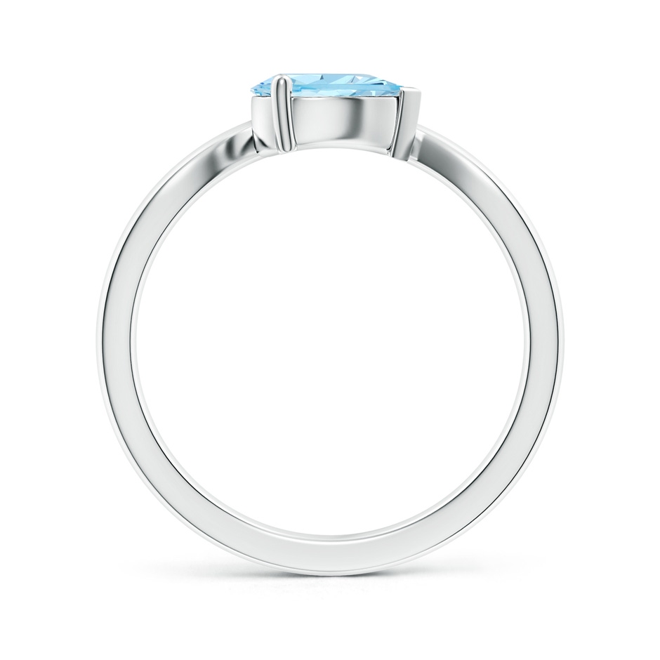 7x5mm AAAA East-West Pear Aquamarine Wave Shank Solitaire Ring in White Gold side 199