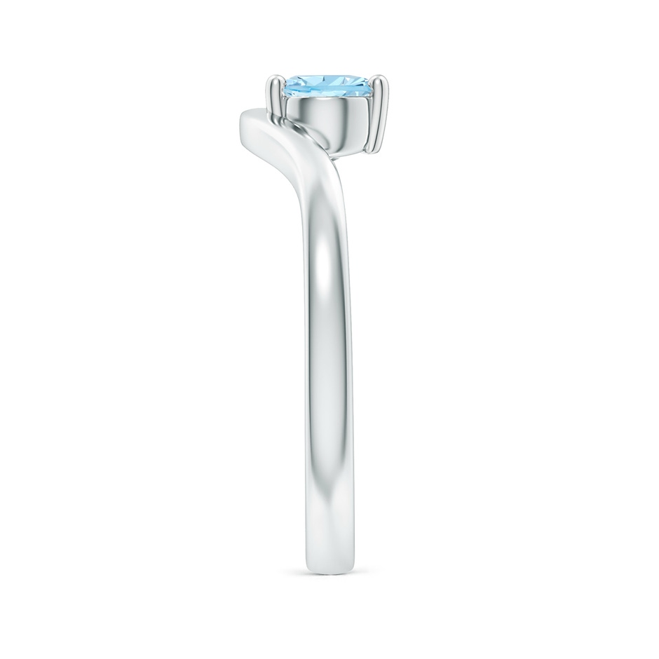 7x5mm AAAA East-West Pear Aquamarine Wave Shank Solitaire Ring in White Gold side 299