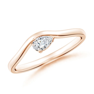 5x3mm GVS2 East-West Pear Diamond Wave Shank Solitaire Ring in Rose Gold