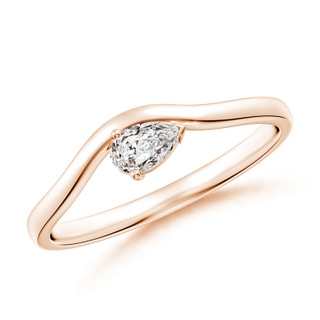 5x3mm IJI1I2 East-West Pear Diamond Wave Shank Solitaire Ring in Rose Gold