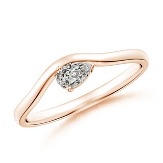 5x3mm KI3 East-West Pear Diamond Wave Shank Solitaire Ring in Rose Gold