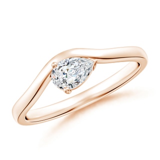 6x4mm GVS2 East-West Pear Diamond Wave Shank Solitaire Ring in Rose Gold