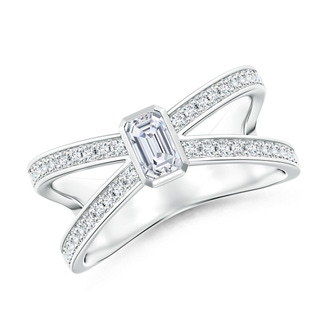 5x3mm GVS2 Emerald-Cut Diamond Criss Cross Solitaire Ring in P950 Platinum