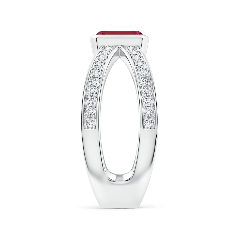 6x4mm A Emerald-Cut Ruby Criss Cross Solitaire Ring in P950 Platinum side 299