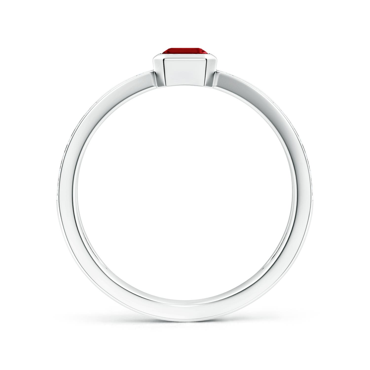6x4mm AAAA Emerald-Cut Ruby Criss Cross Solitaire Ring in P950 Platinum - side 3