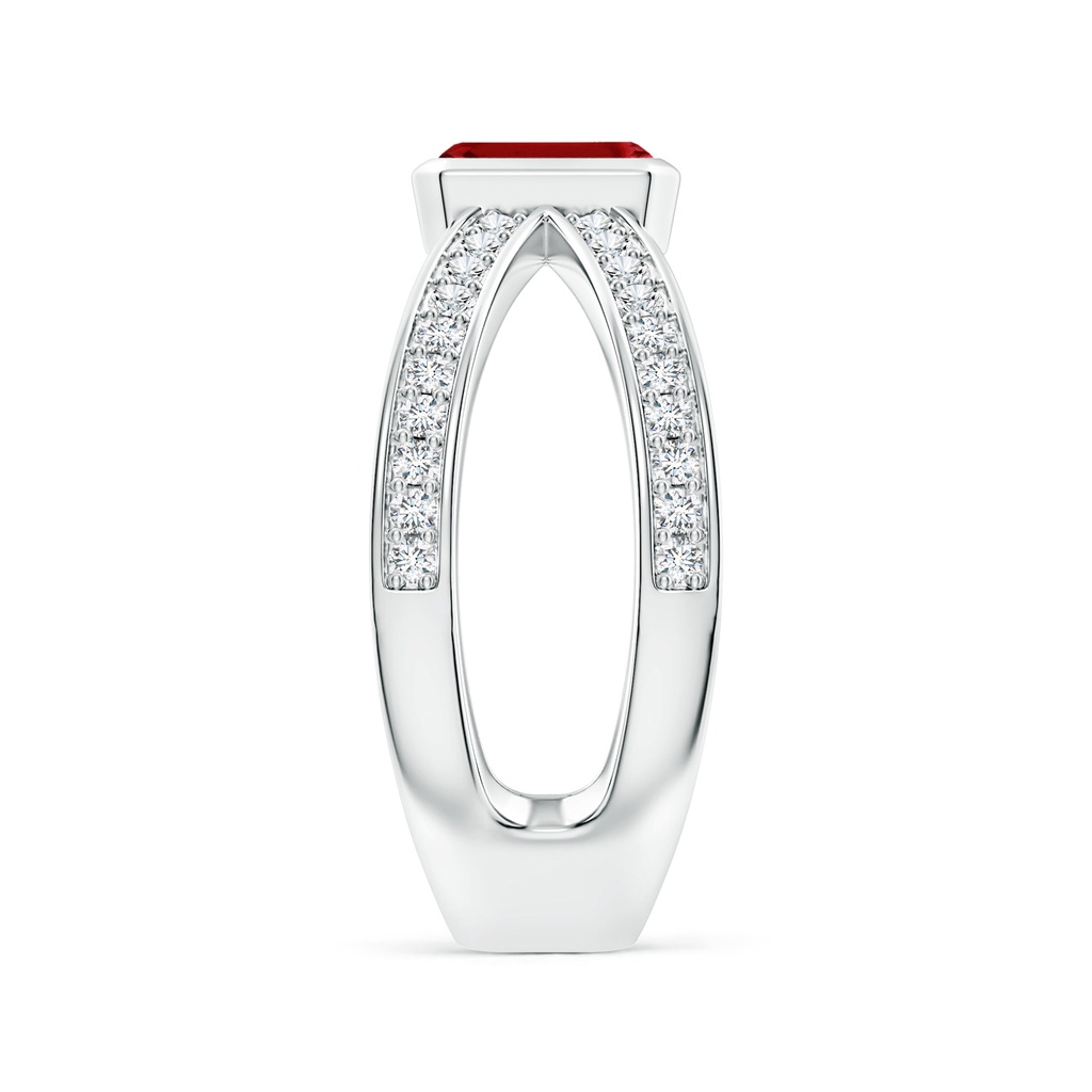 6x4mm AAAA Emerald-Cut Ruby Criss Cross Solitaire Ring in P950 Platinum Side 299