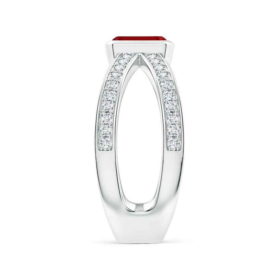 6x4mm AAAA Emerald-Cut Ruby Criss Cross Solitaire Ring in P950 Platinum side 299