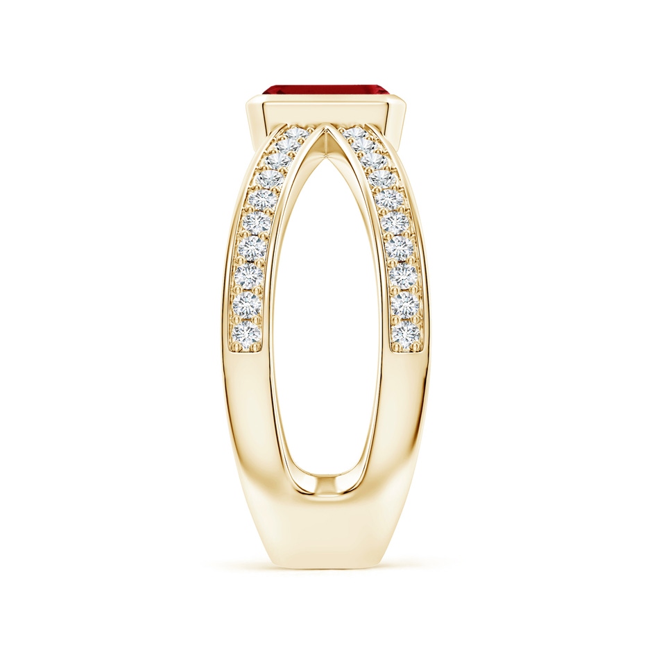 6x4mm AAAA Emerald-Cut Ruby Criss Cross Solitaire Ring in Yellow Gold side 299