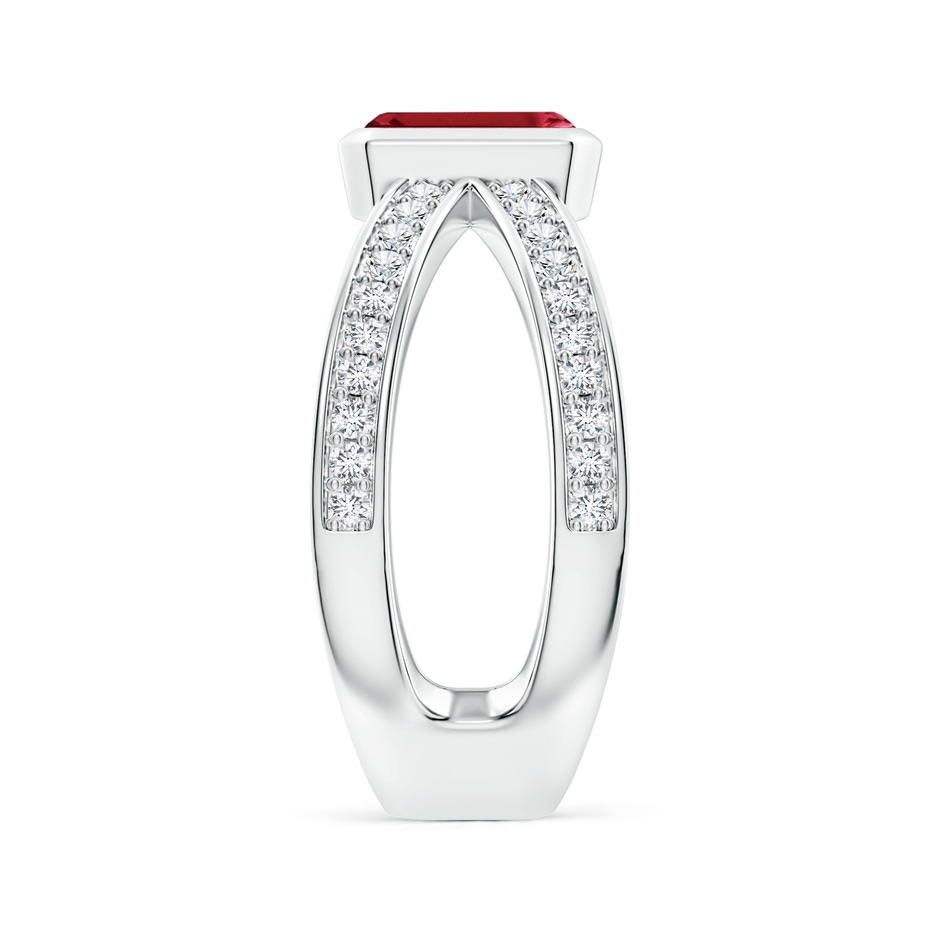 7x5mm AA Emerald-Cut Ruby Criss Cross Solitaire Ring in P950 Platinum side 299