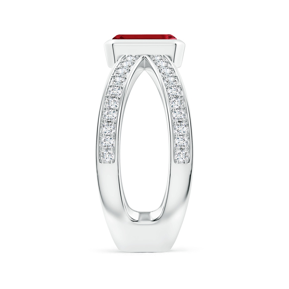 7x5mm AAA Emerald-Cut Ruby Criss Cross Solitaire Ring in P950 Platinum side 299