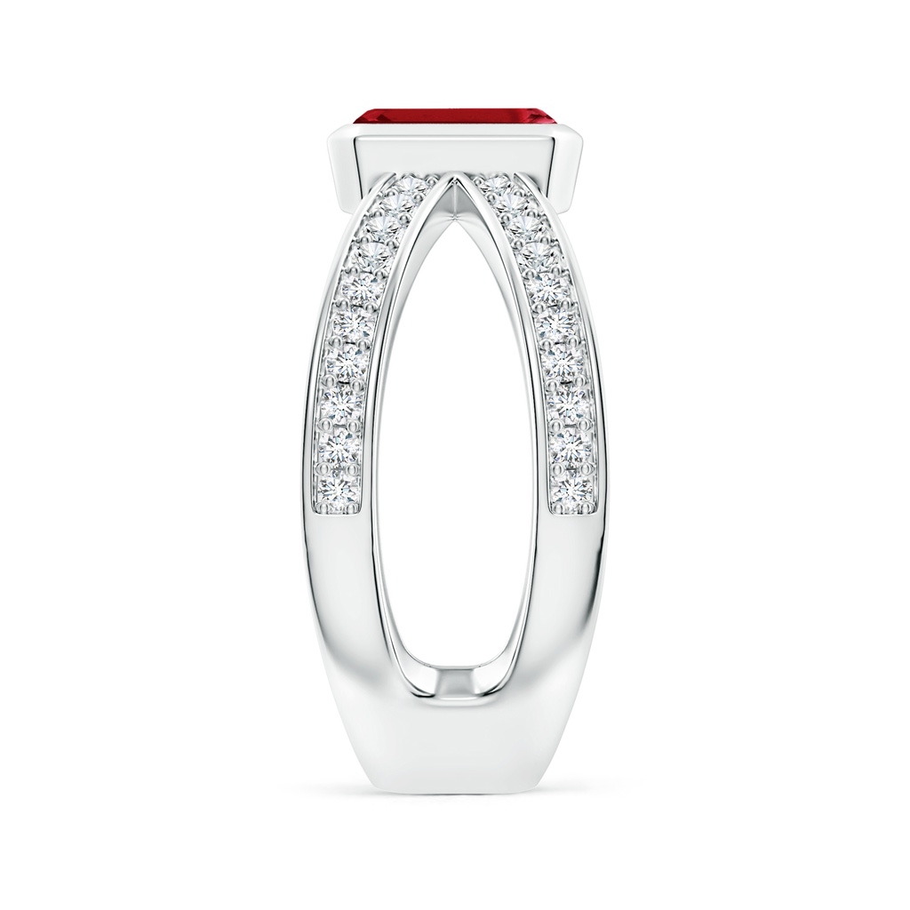 7x5mm AAA Emerald-Cut Ruby Criss Cross Solitaire Ring in White Gold Side 299