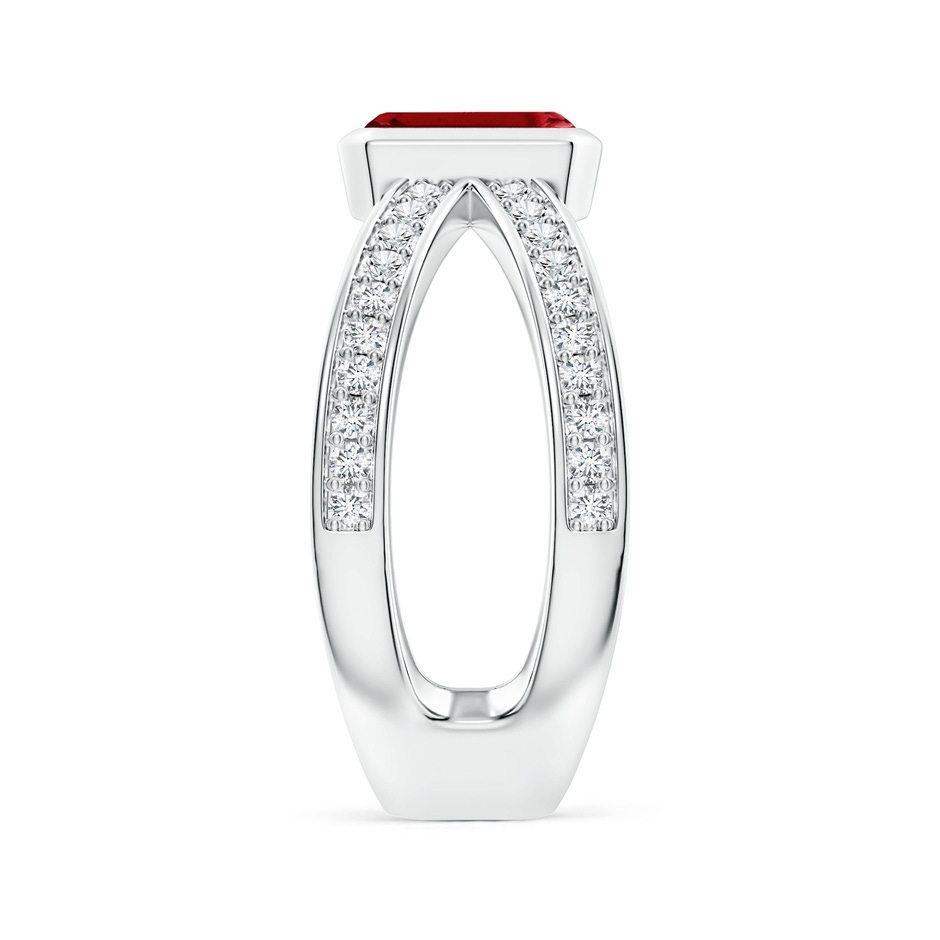 7x5mm AAAA Emerald-Cut Ruby Criss Cross Solitaire Ring in P950 Platinum side 299