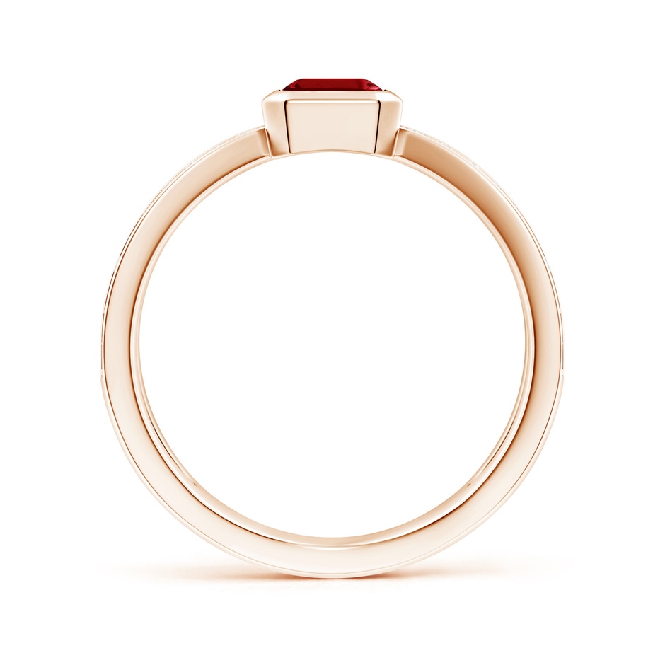 7x5mm AAAA Emerald-Cut Ruby Criss Cross Solitaire Ring in Rose Gold side 199