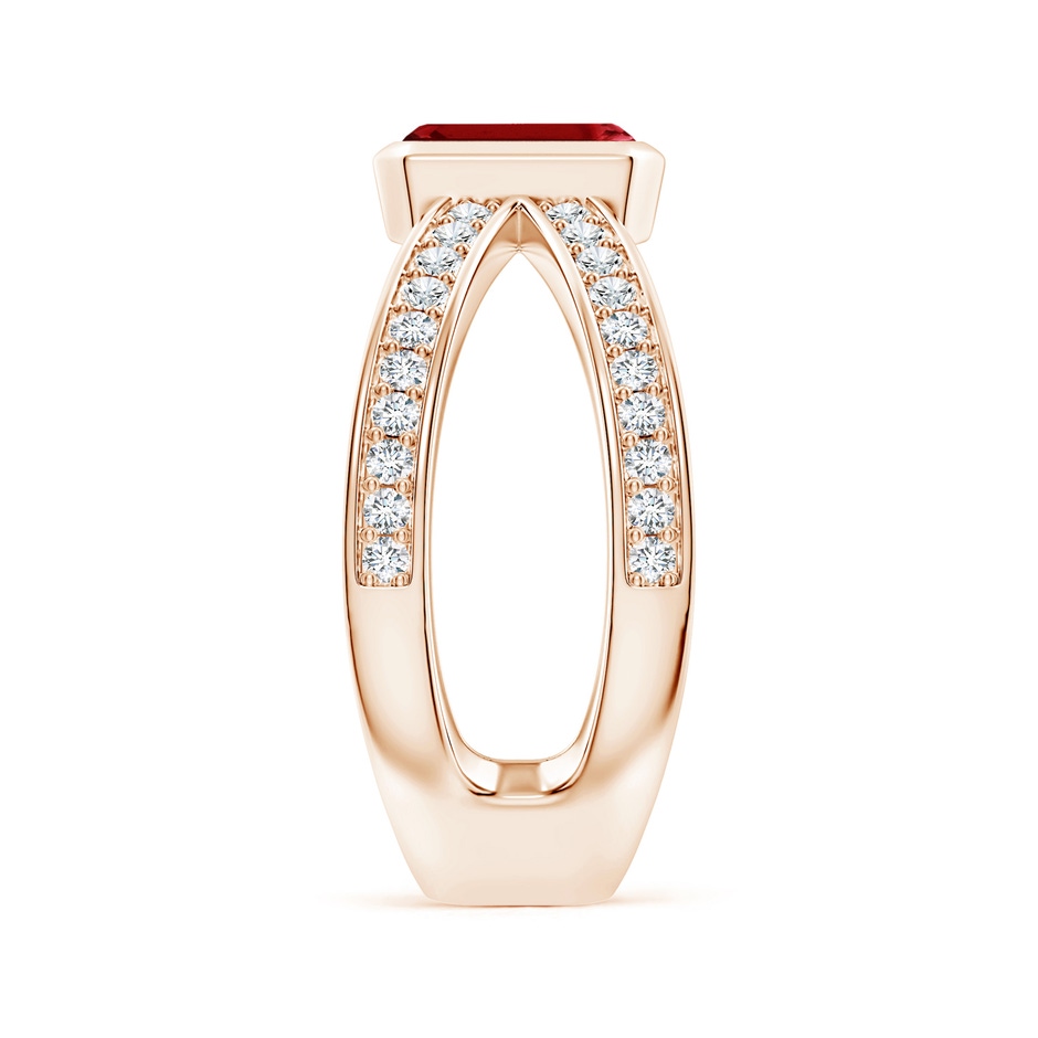 7x5mm AAAA Emerald-Cut Ruby Criss Cross Solitaire Ring in Rose Gold side 299