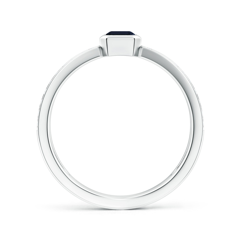 6x4mm A Emerald-Cut Blue Sapphire Criss Cross Solitaire Ring in White Gold side 199