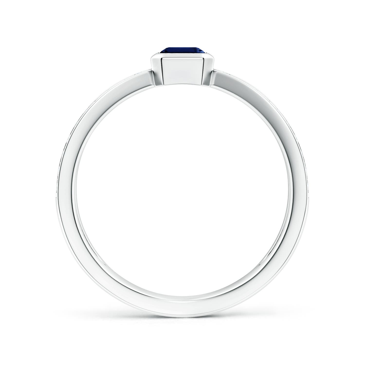 6x4mm AAA Emerald-Cut Blue Sapphire Criss Cross Solitaire Ring in P950 Platinum