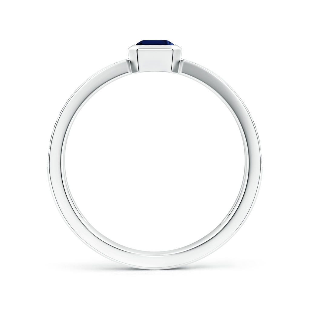 6x4mm AAA Emerald-Cut Blue Sapphire Criss Cross Solitaire Ring in White Gold - side 199