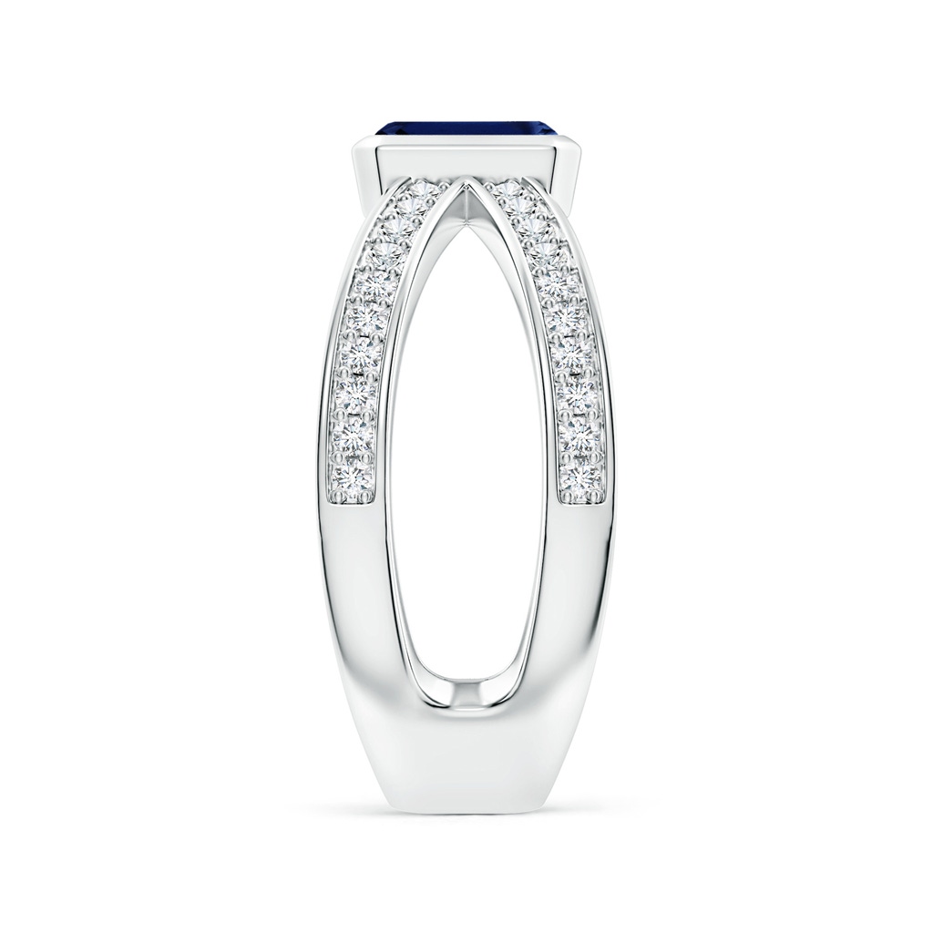 6x4mm AAA Emerald-Cut Blue Sapphire Criss Cross Solitaire Ring in White Gold Side 299